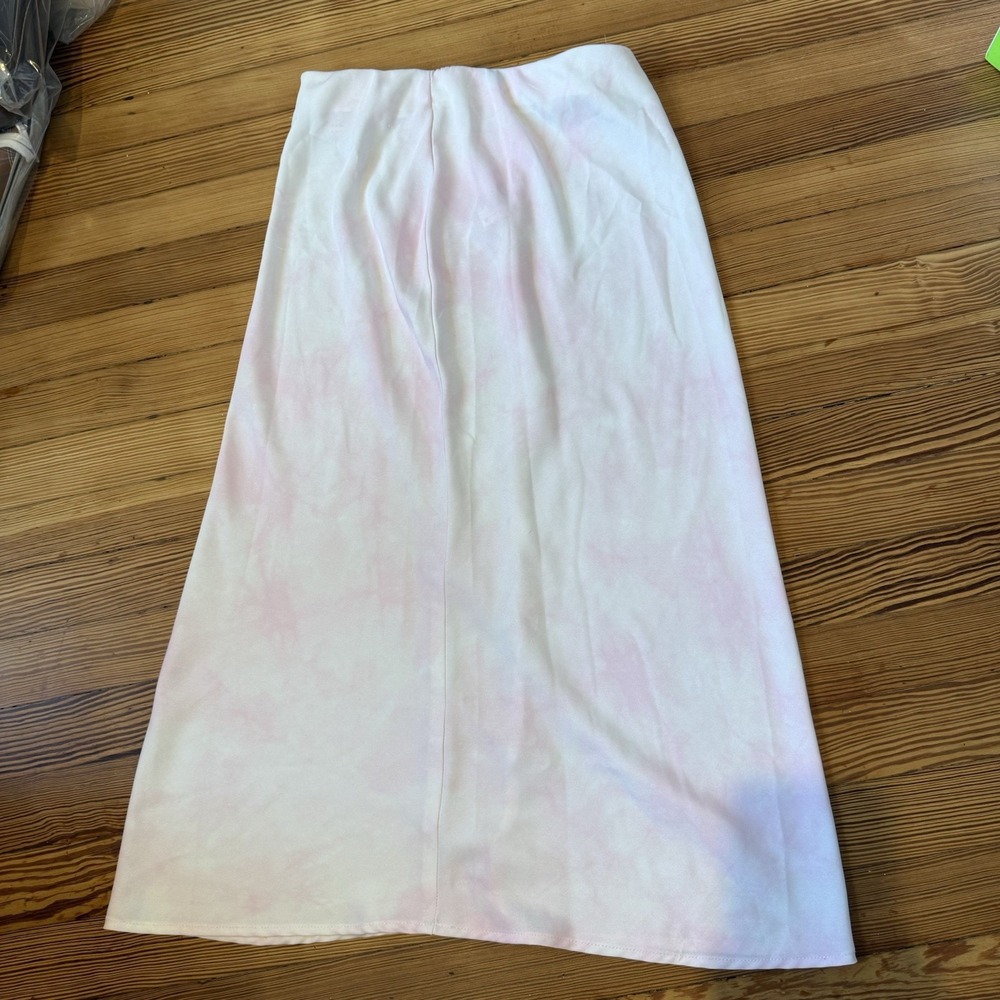 A New Day Rainbow Tie Dye Stripe Pull On Skirt Sz XS Ruffle Boho Office Preppy